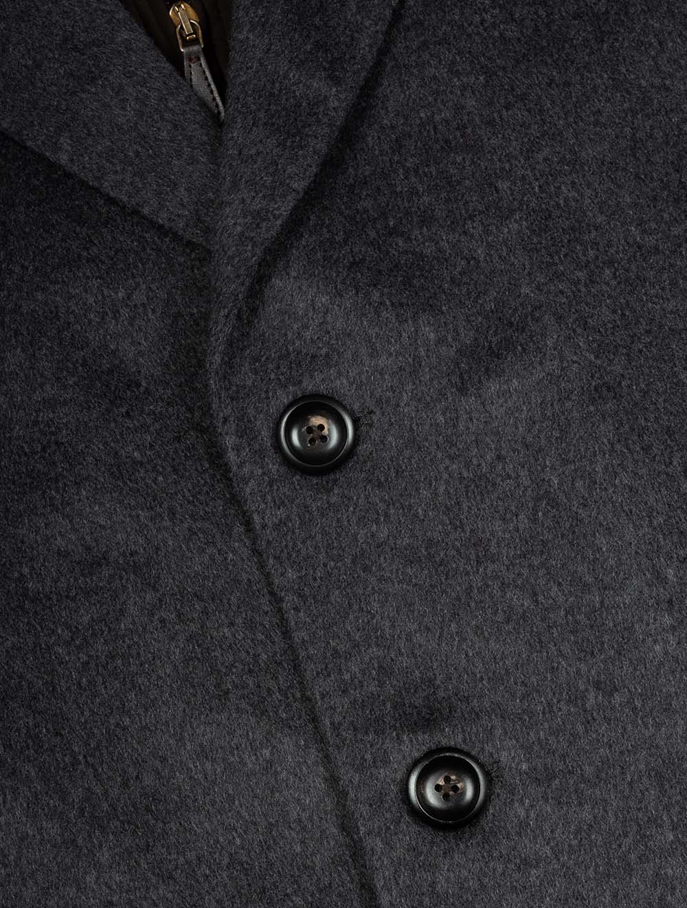 Single Breast Wool And Cashmere Blend Overcoat Charcoal