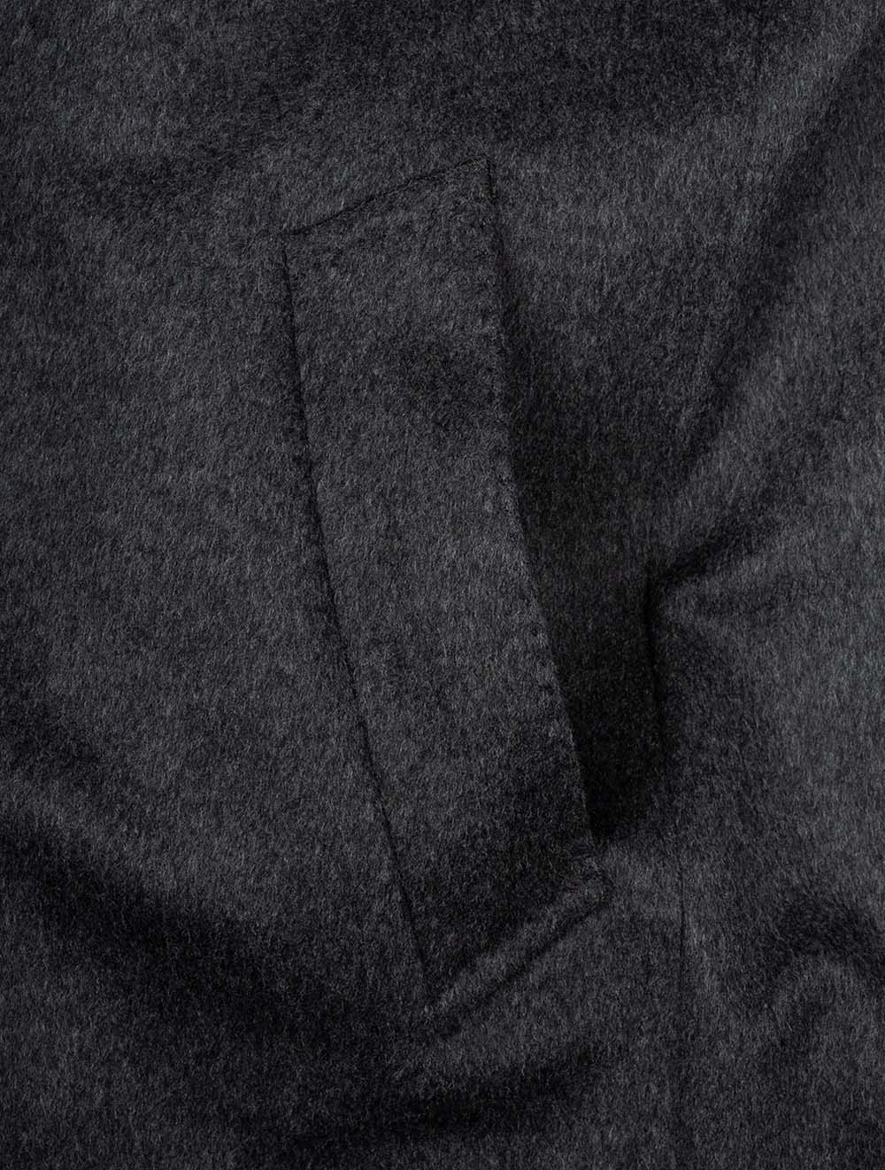 Single Breast Wool And Cashmere Blend Overcoat Charcoal