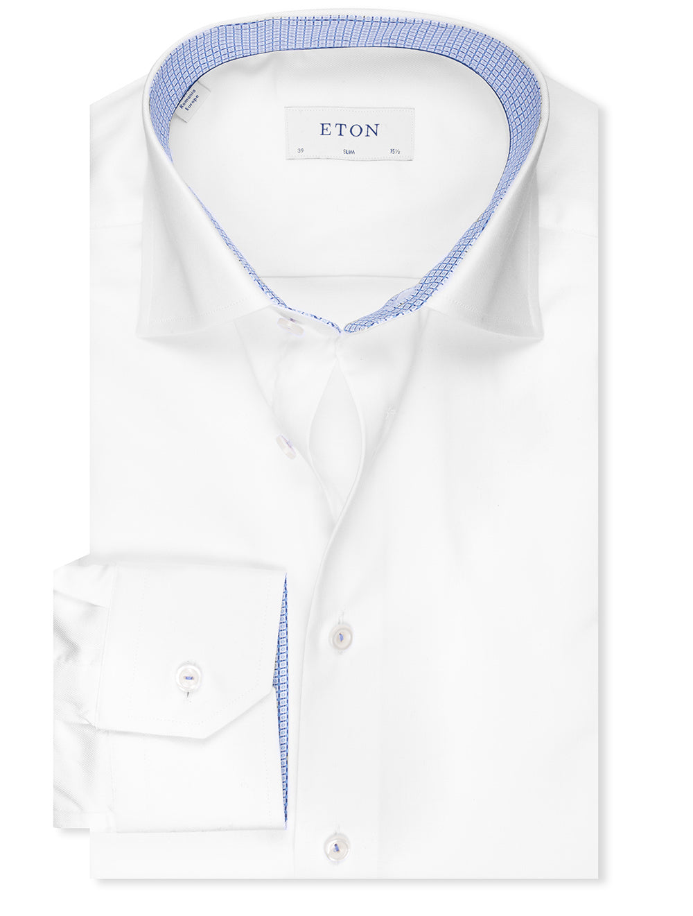 Slim Fit Formal Stretch Plain Shirt With Contrast Inlay White