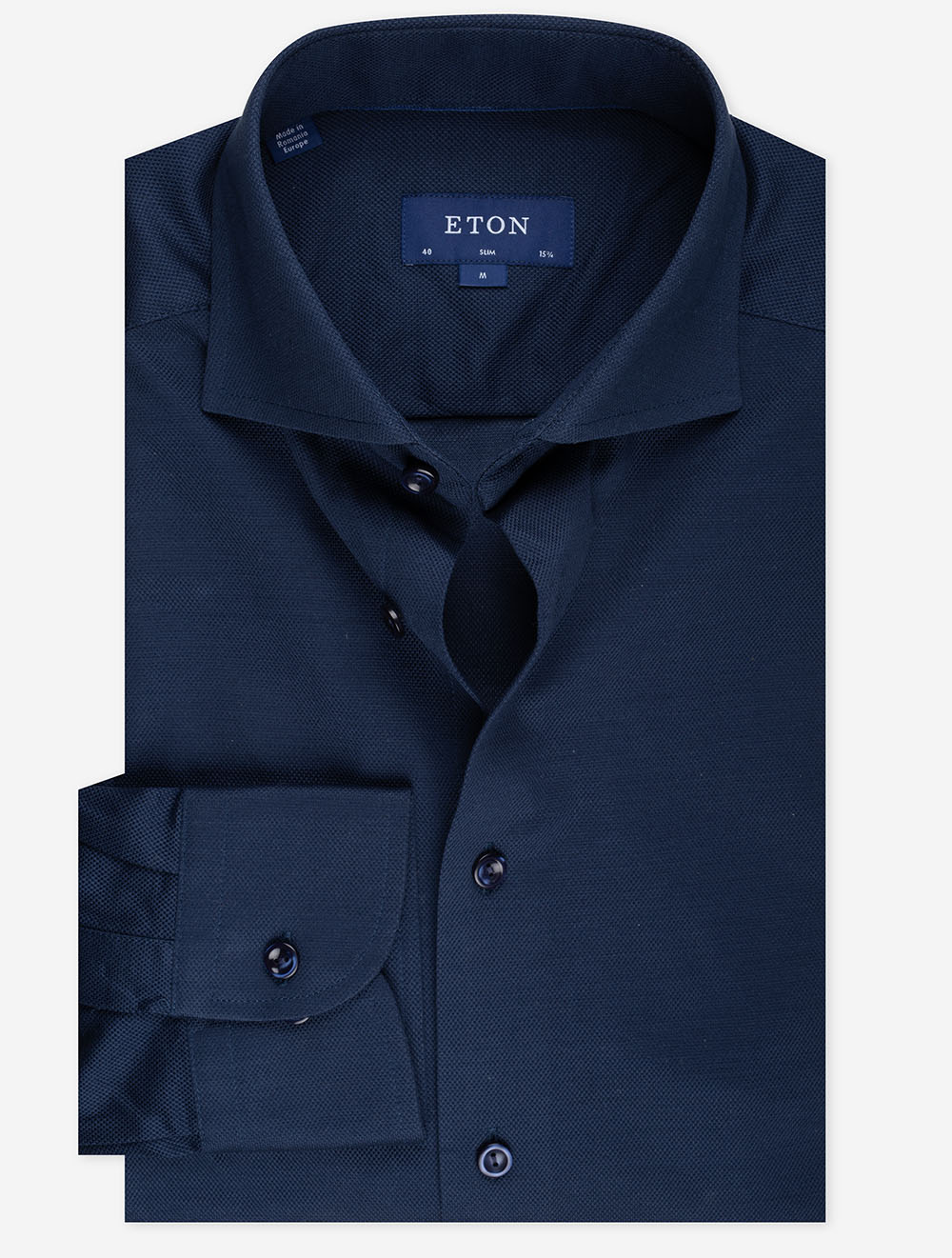 Eton Blue Pique Slim Fit Shirt MI