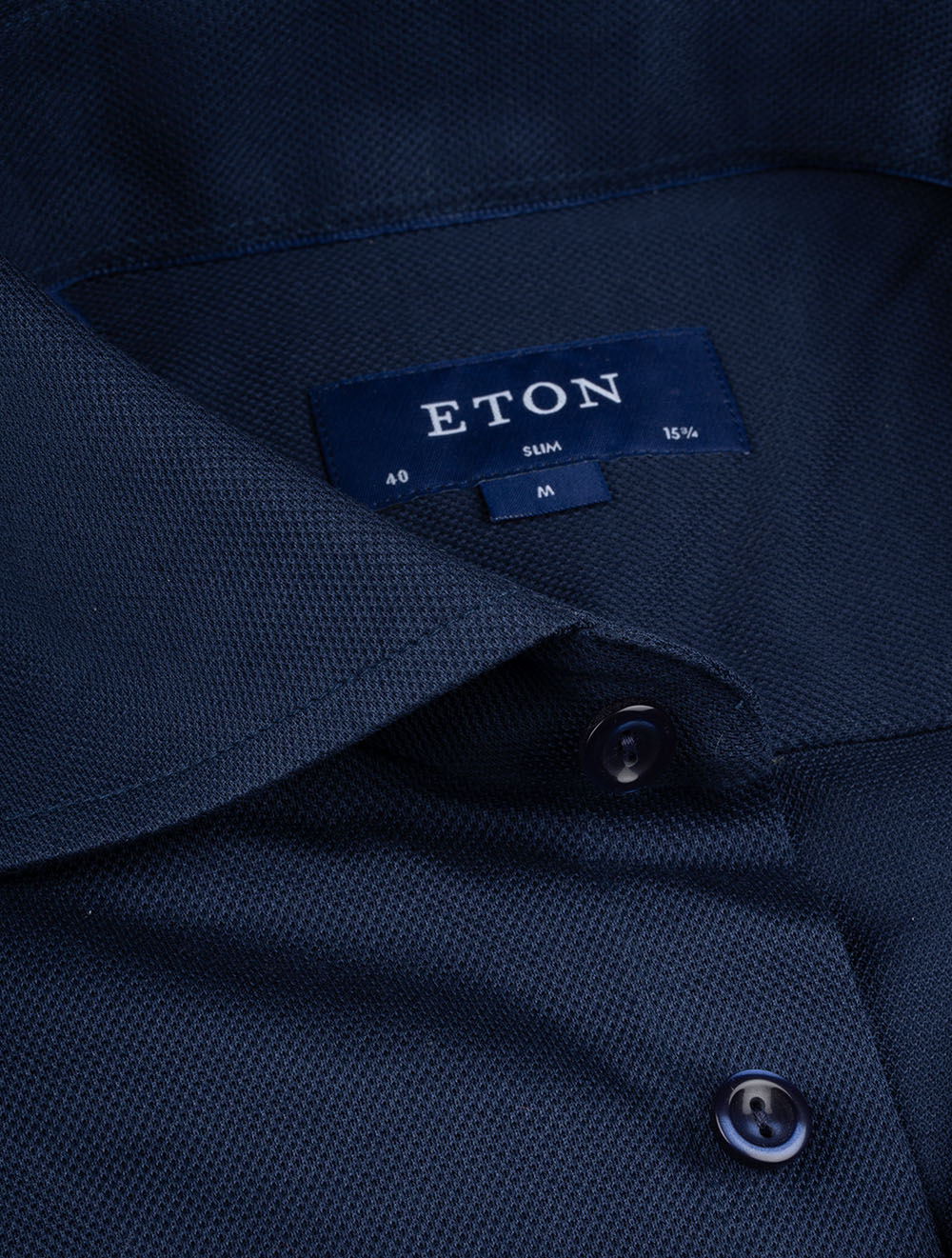 Eton Blue Pique Slim Fit Shirt AI2