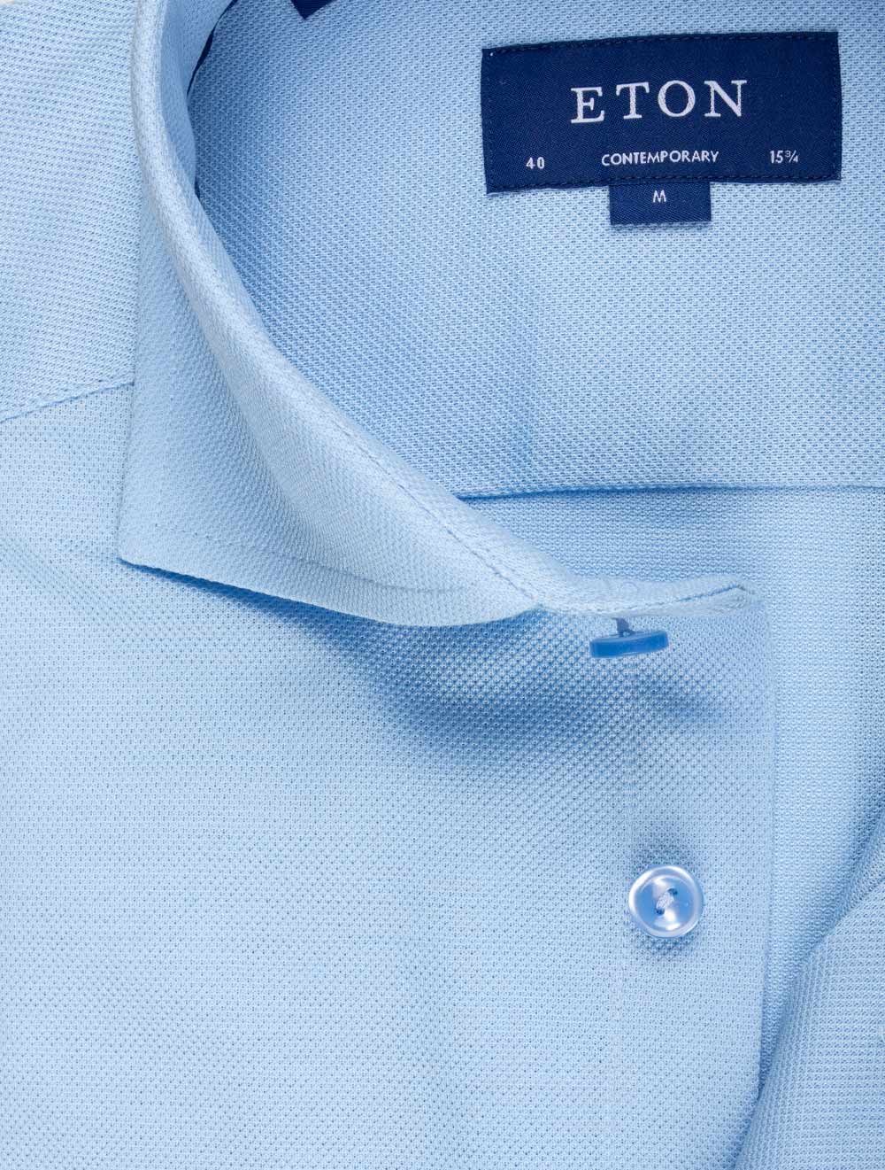 Eton Contemporary Pique Shirt Blue AI1