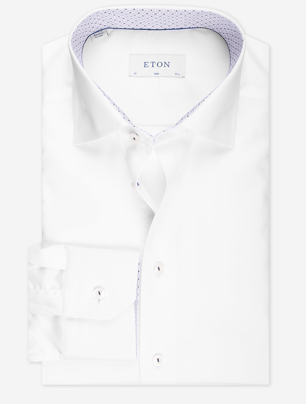 Eton Slim Plain With Inlay Shirt White MI