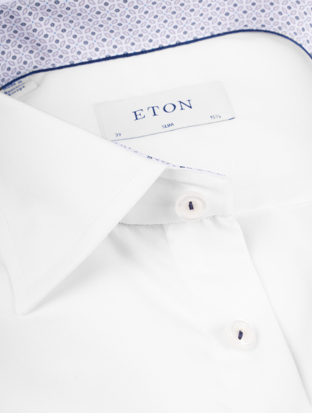 Eton Slim Plain With Inlay Shirt White AI2