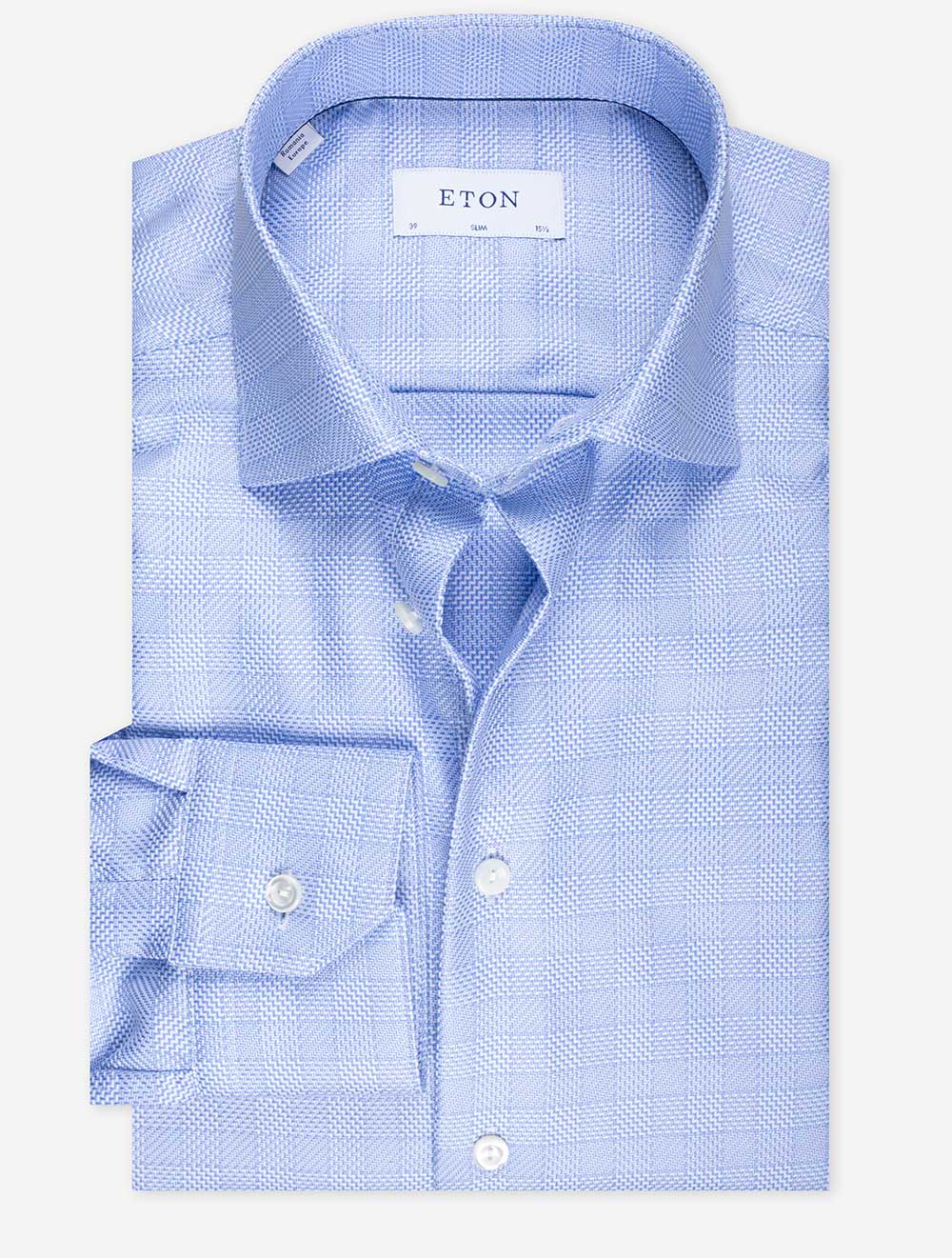 Slim Plaid Check Casual Shirt Blue