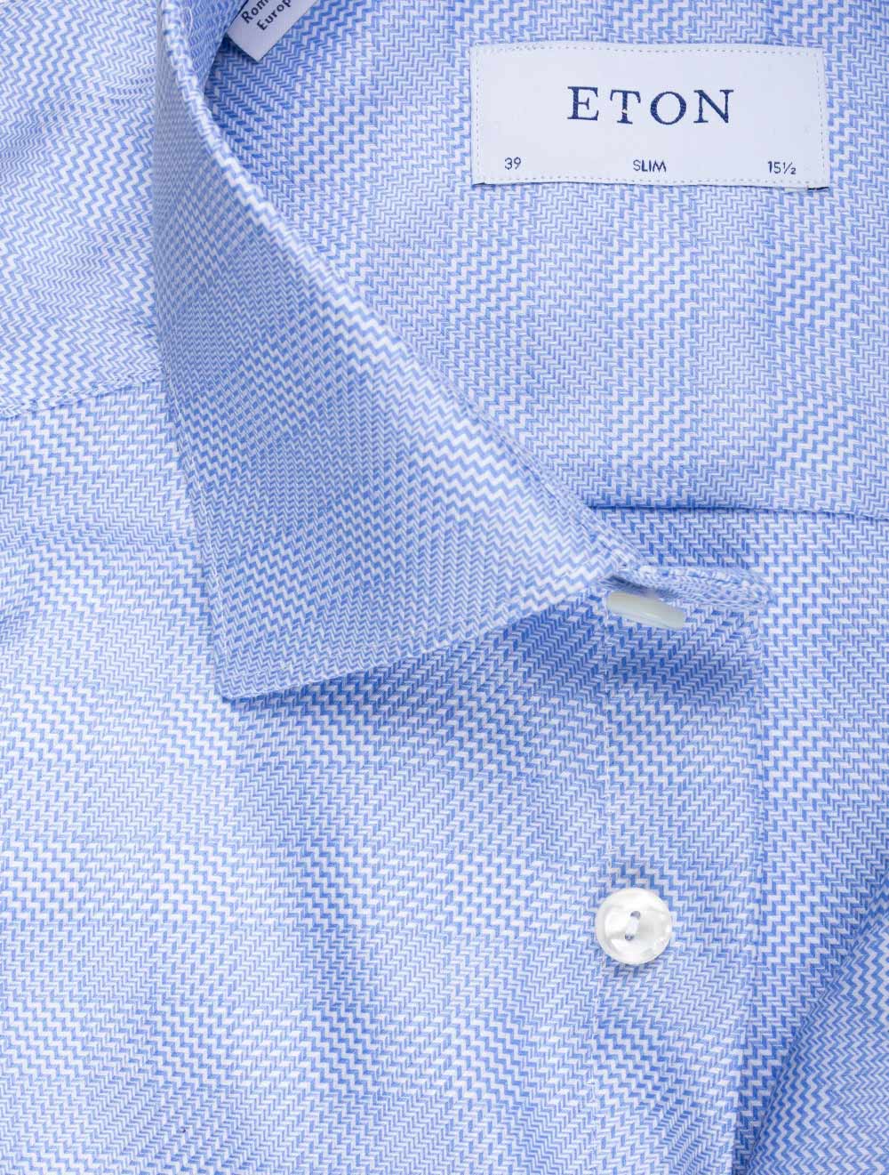 Slim Plaid Check Casual Shirt Blue