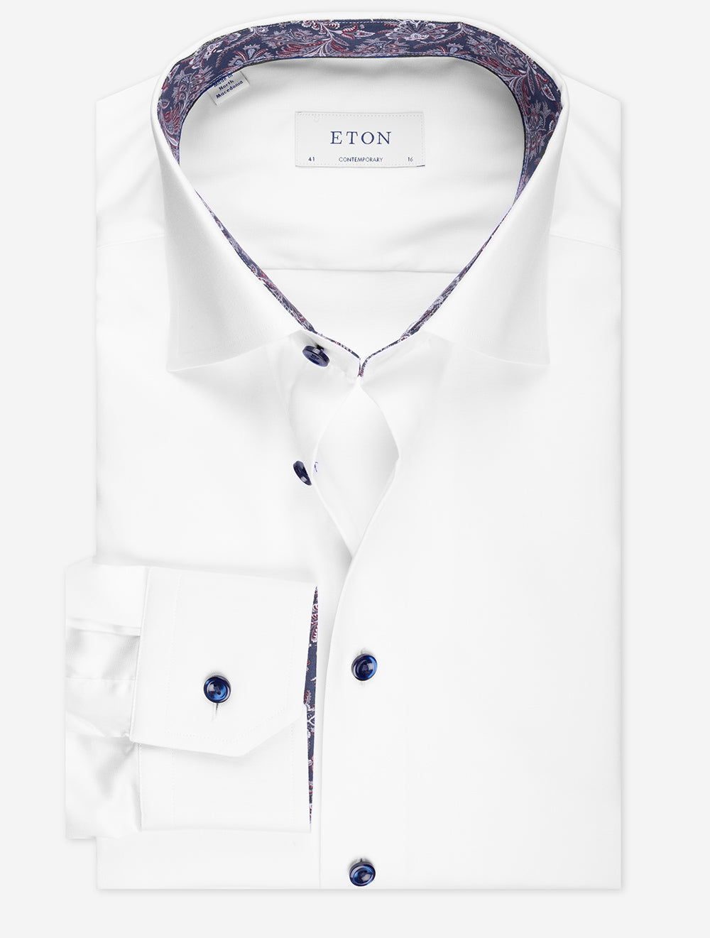 Eton Contemporary Inlay with Contrast Button White MI