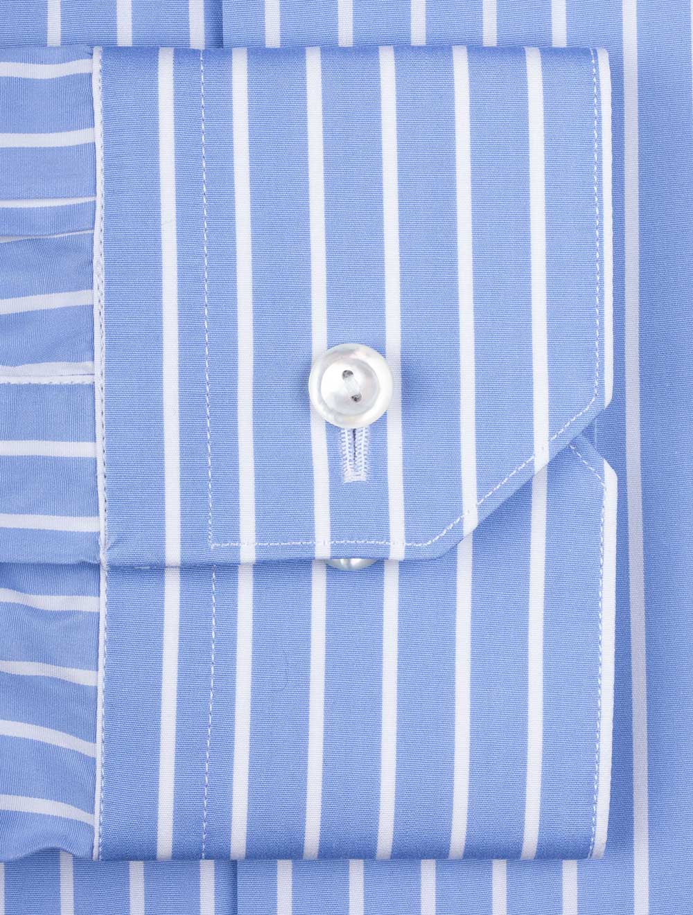 Eton Contrast Collar Stripe Shirt Blue AI3