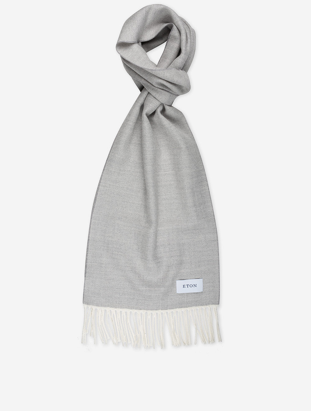 Eton Herringbone Merino Wool Scarf Beige MI