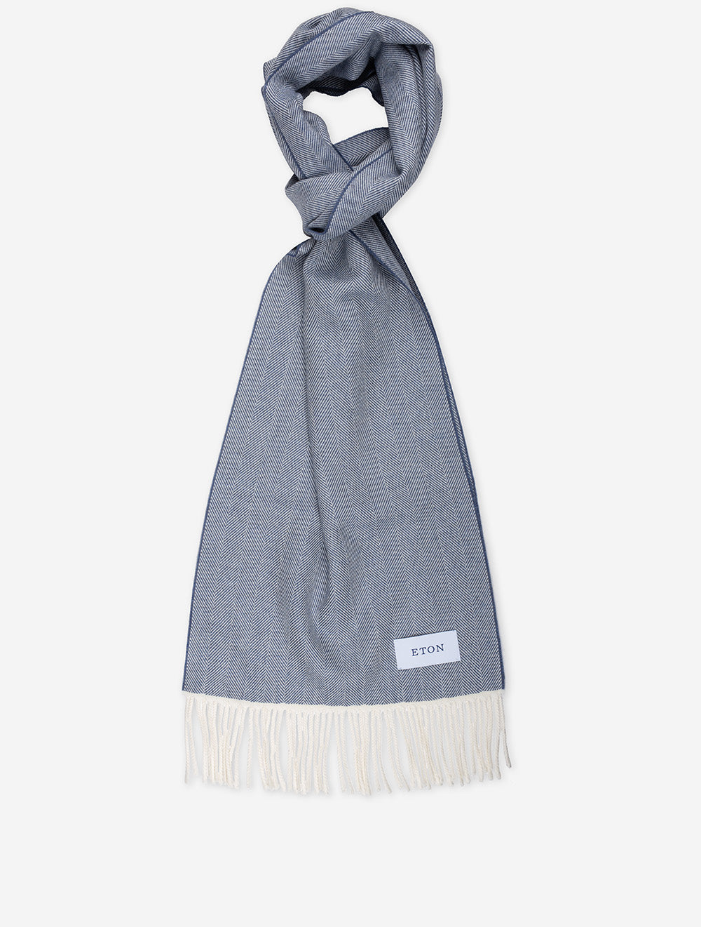 Herringbone Merino Wool Scarf Blue