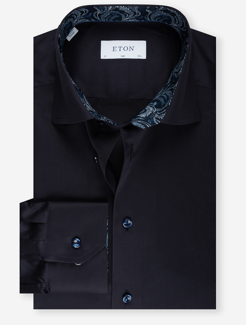 Floral Effect Signature Twill Slim Fit Shirt Navy