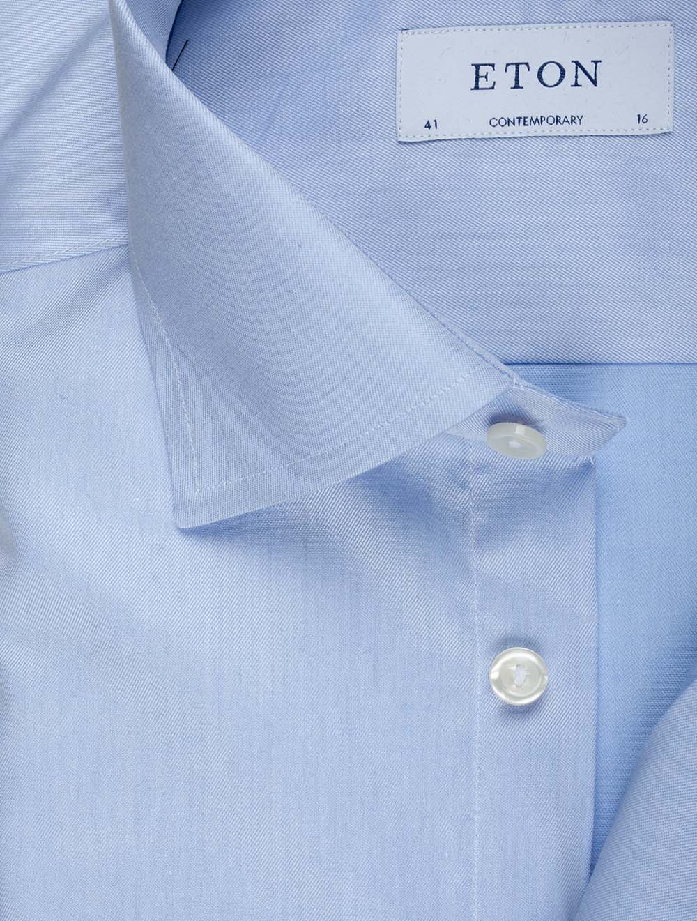 Eton Double Cuff Plain Comtemporary Shirt Blue AI1