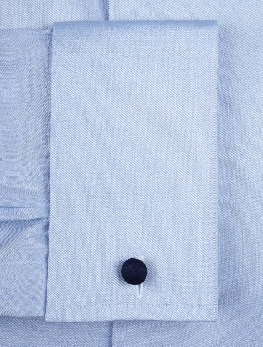 Eton Double Cuff Plain Comtemporary Shirt Blue AI3