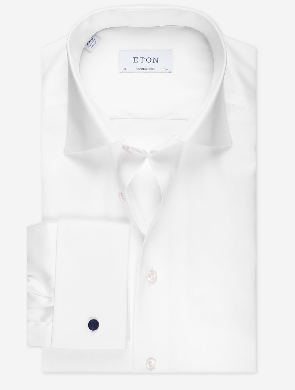 Eton Double Cuff Plain Comtemporary Shirt White MI