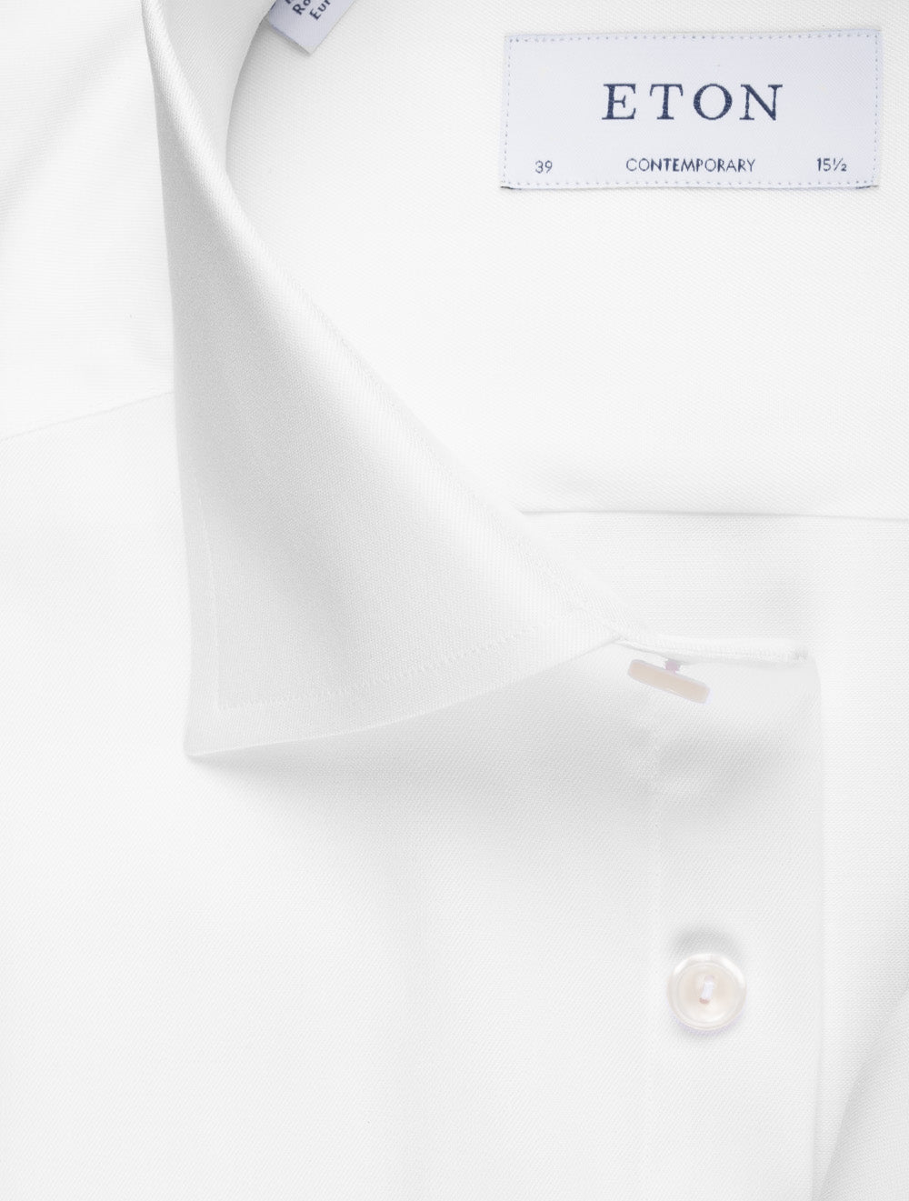 Eton Double Cuff Plain Comtemporary Shirt White AI1