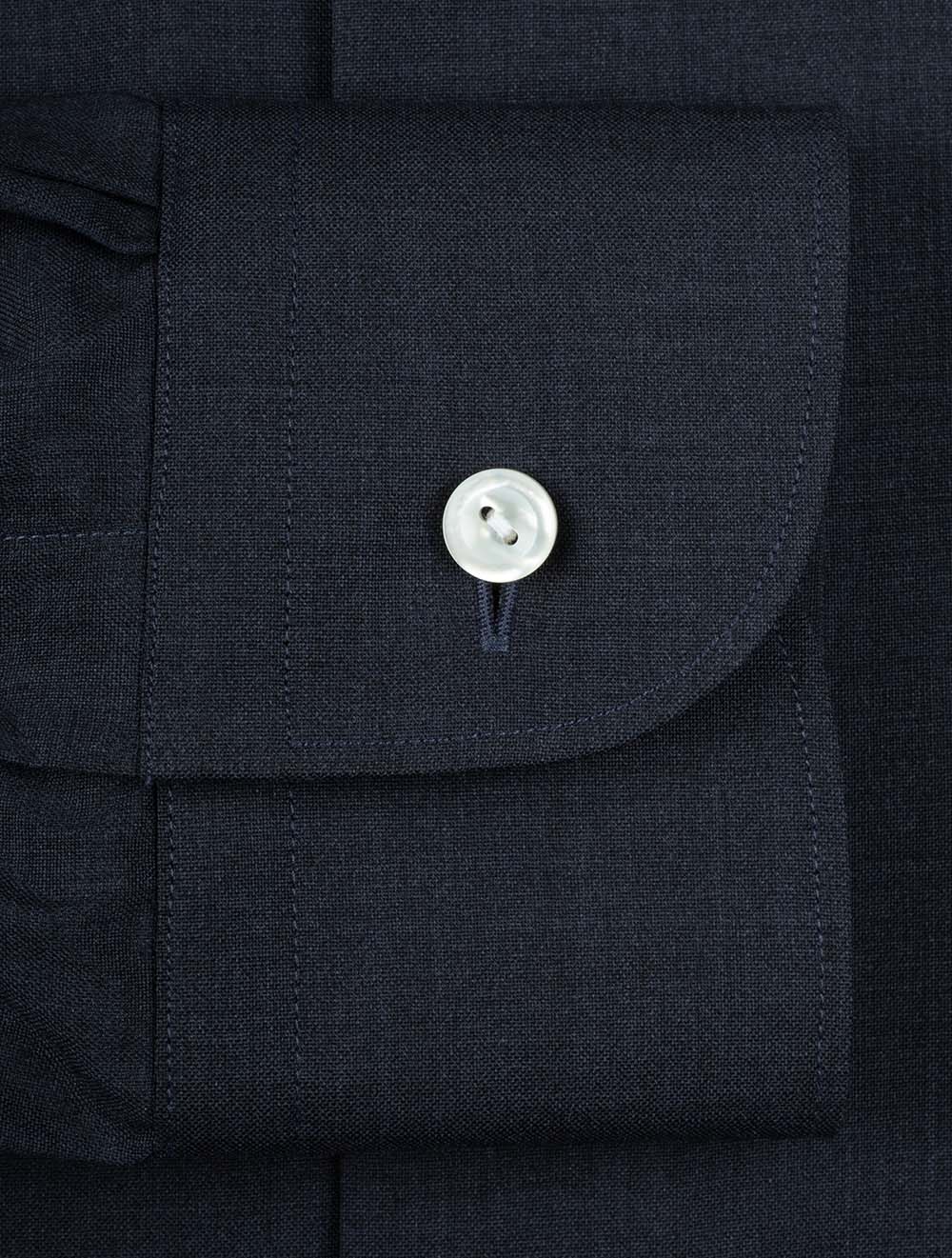 Fine Wool Contemporary Shirt Navy