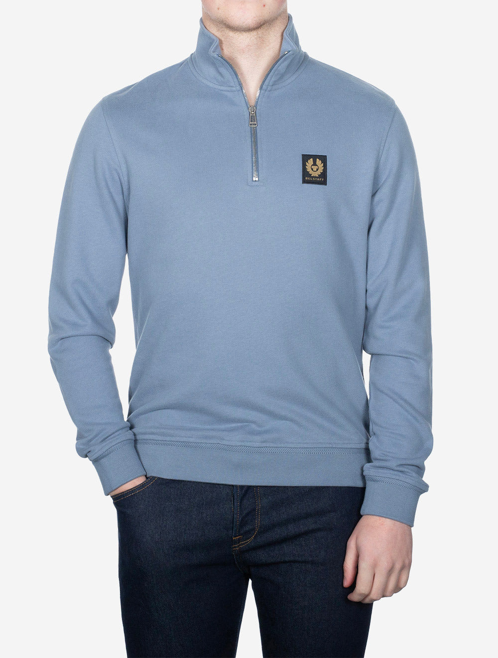 Belstaff Quarter Zip Sweatshirt Blue Flint AI1