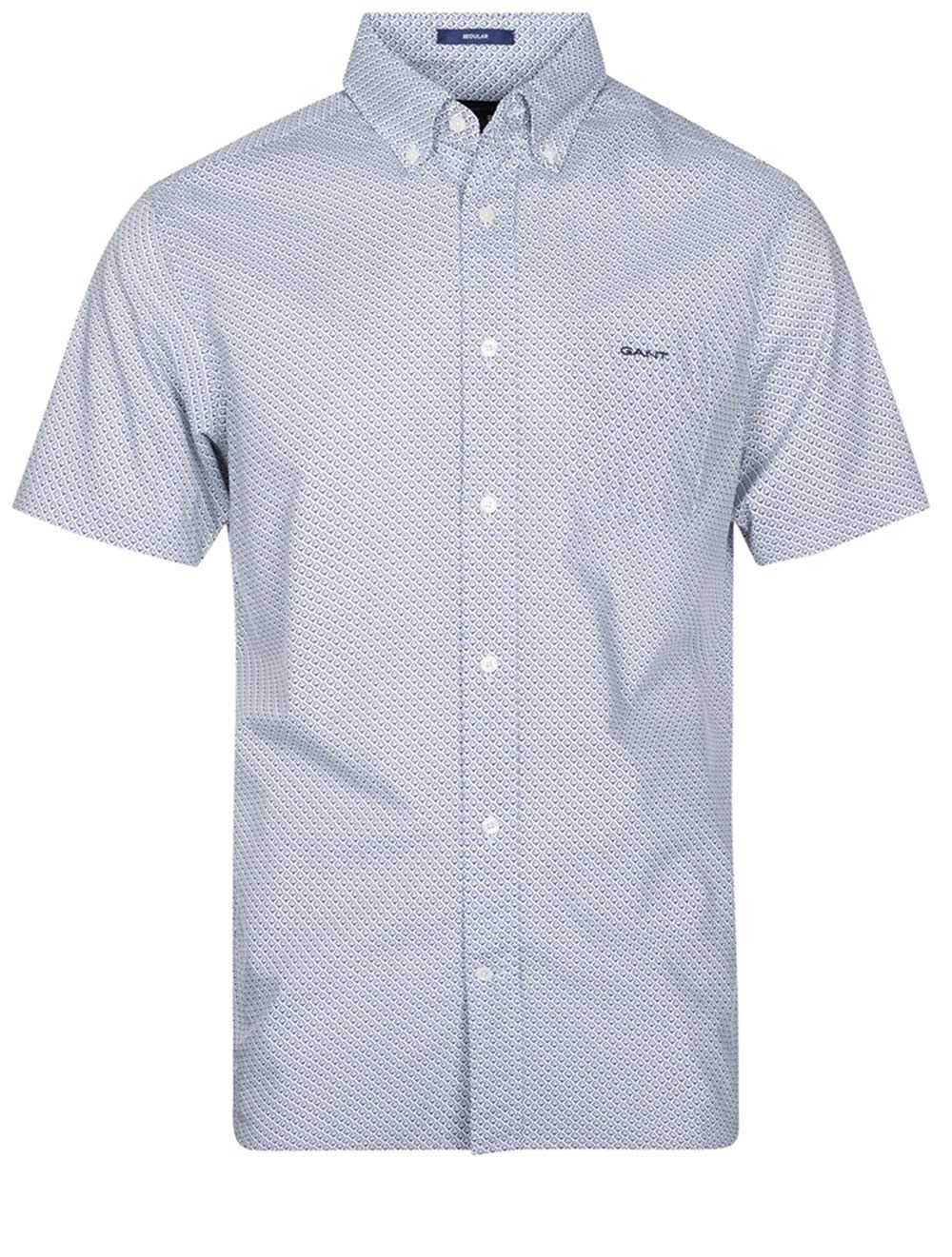 Regular Fit Micro Print Short Sleeve Shirt Evening Blue