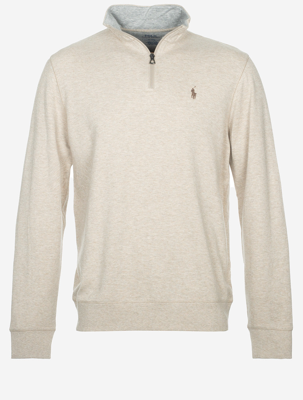 Quarter Zip Jersey Pullover Beige