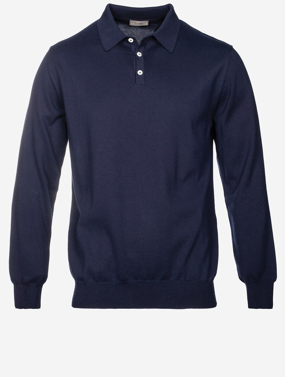 Louis Copeland Merino Long Sleeve Polo Navy MI