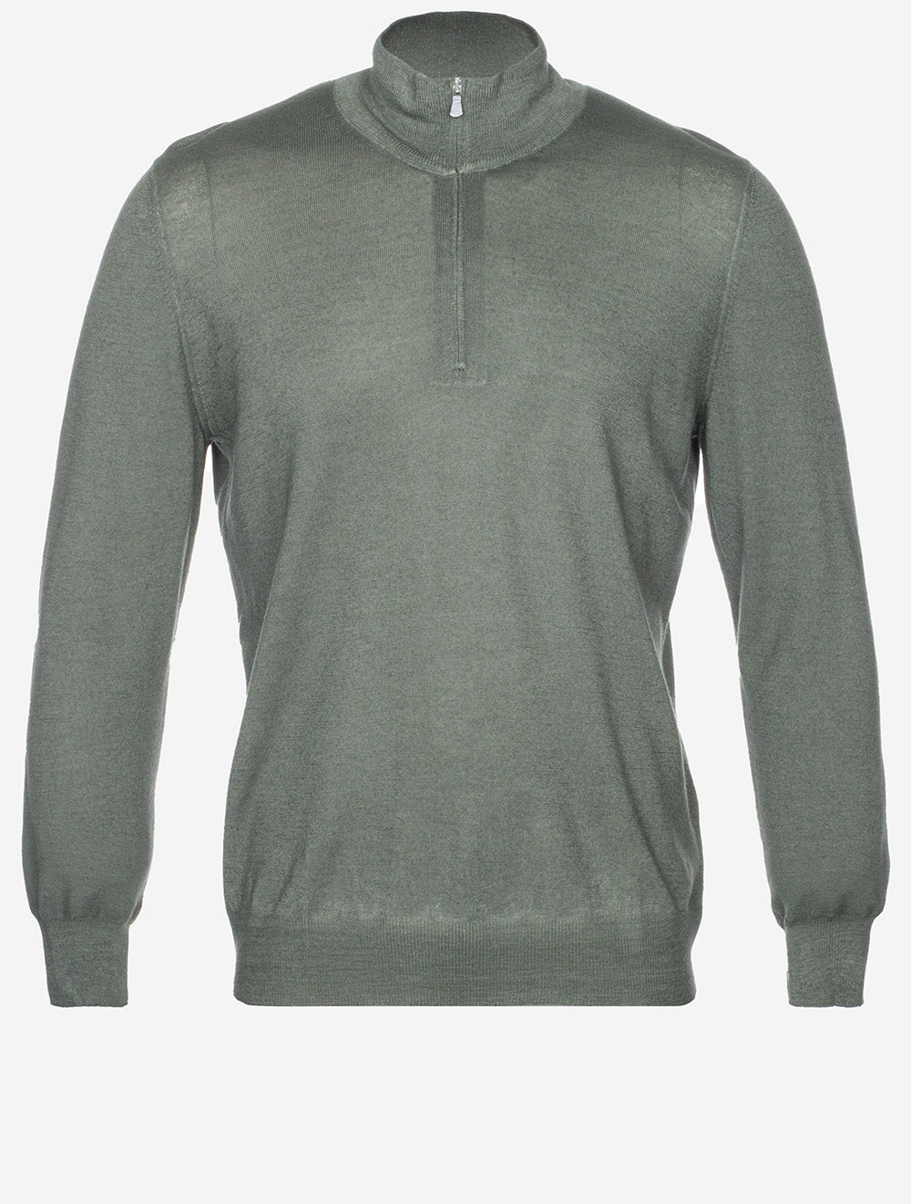 Mock Neck Half Zip Knitwear Green