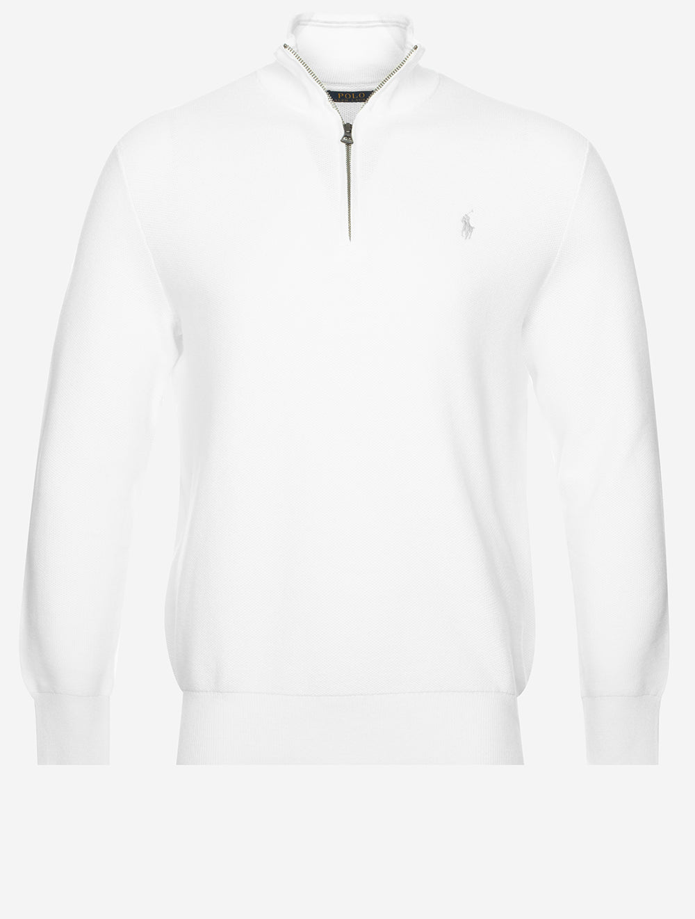 Half Zip Pique Pullover White