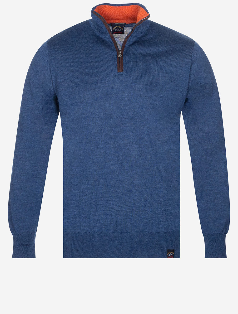 Paul And Shark Zipped Pullover With Suede Blue MI