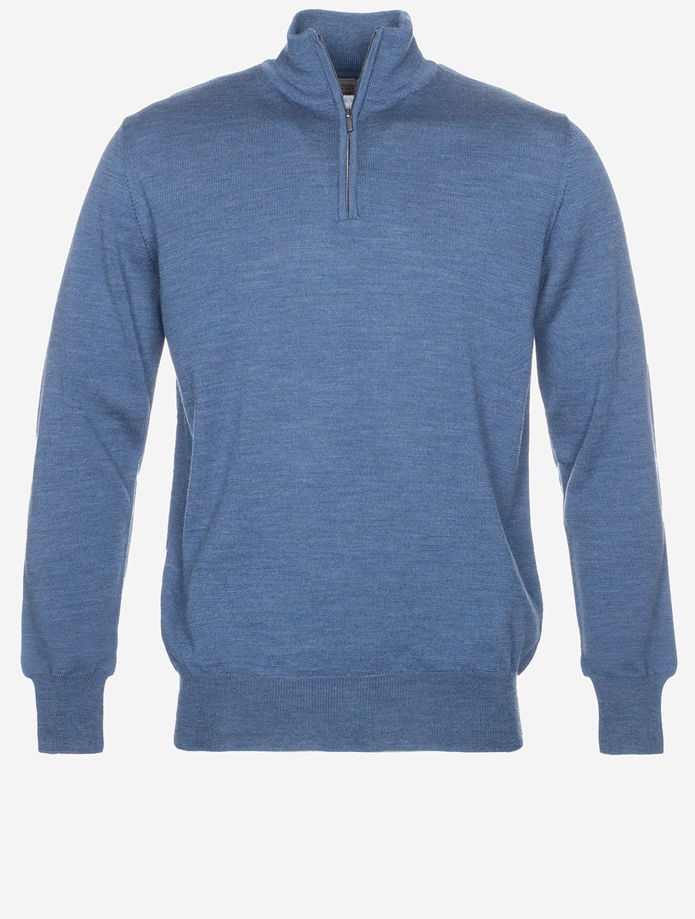 Louis Copeland Half Zip Mock Neck Jumper Blue MI