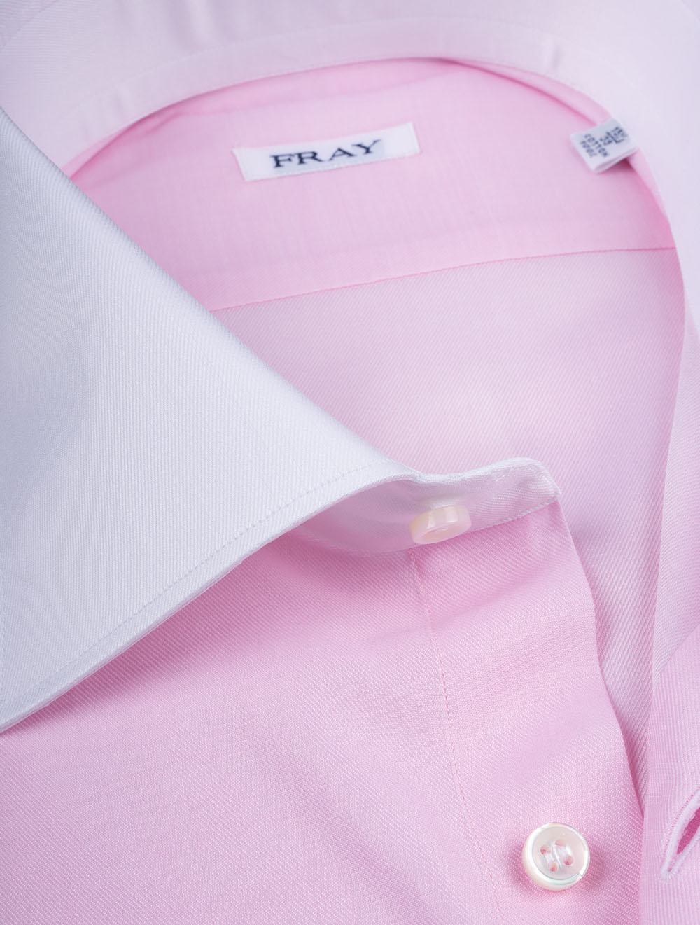 Fray FRAY Contrast Cuff and Collar Shirt Pink AI2