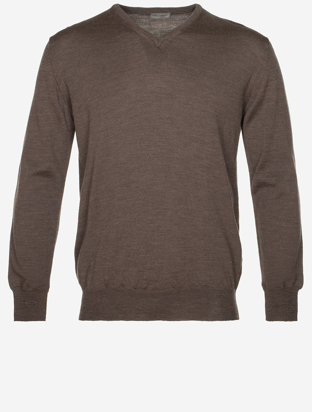 Merino Wool V Neck Brown