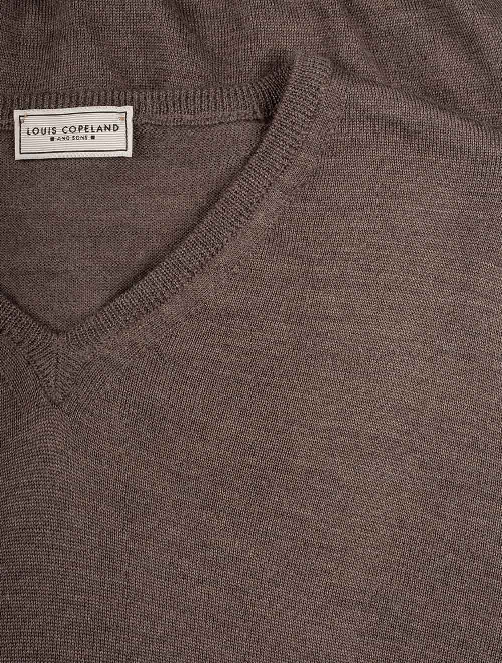 Merino Wool V Neck Brown