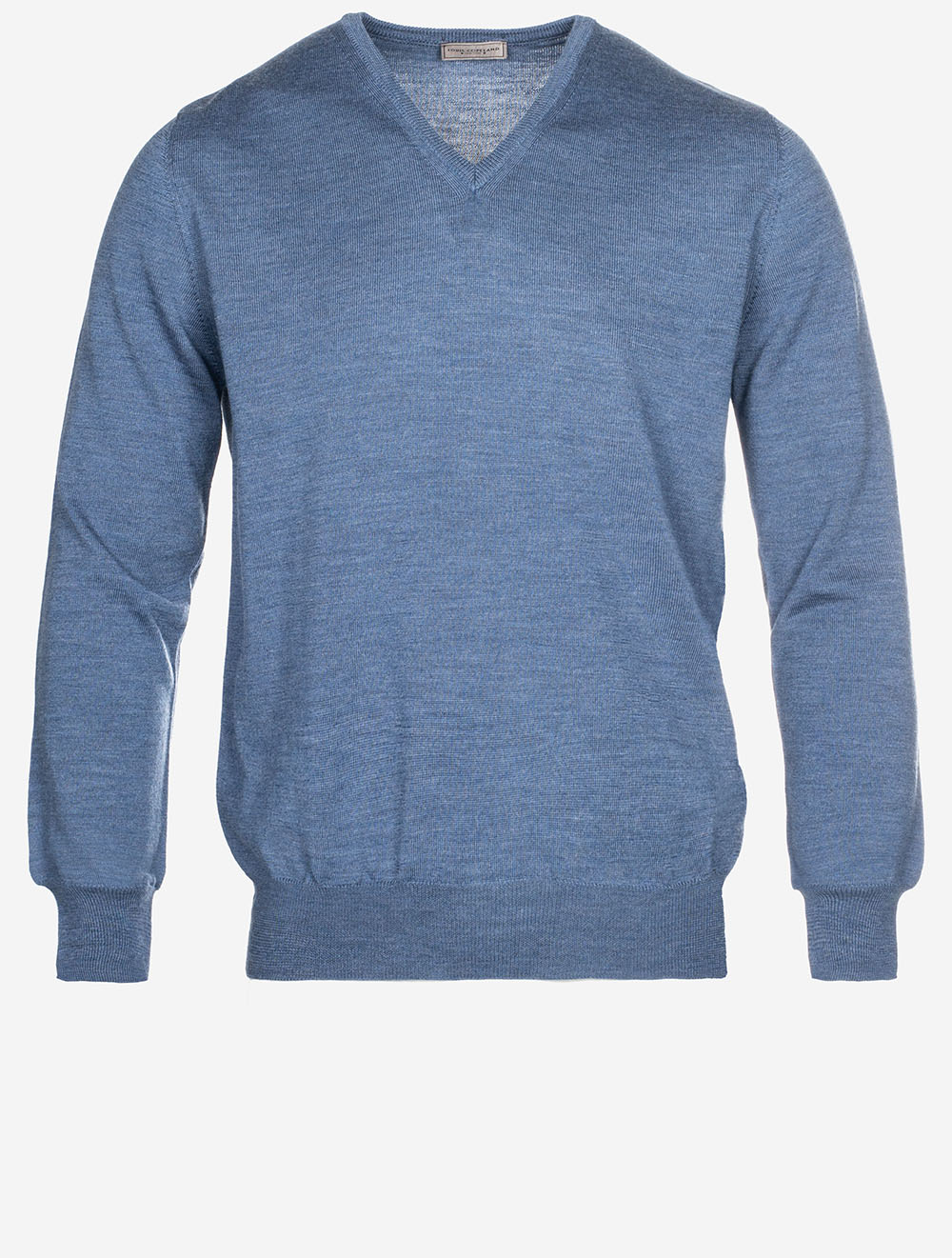 Merino Wool V Neck Blue