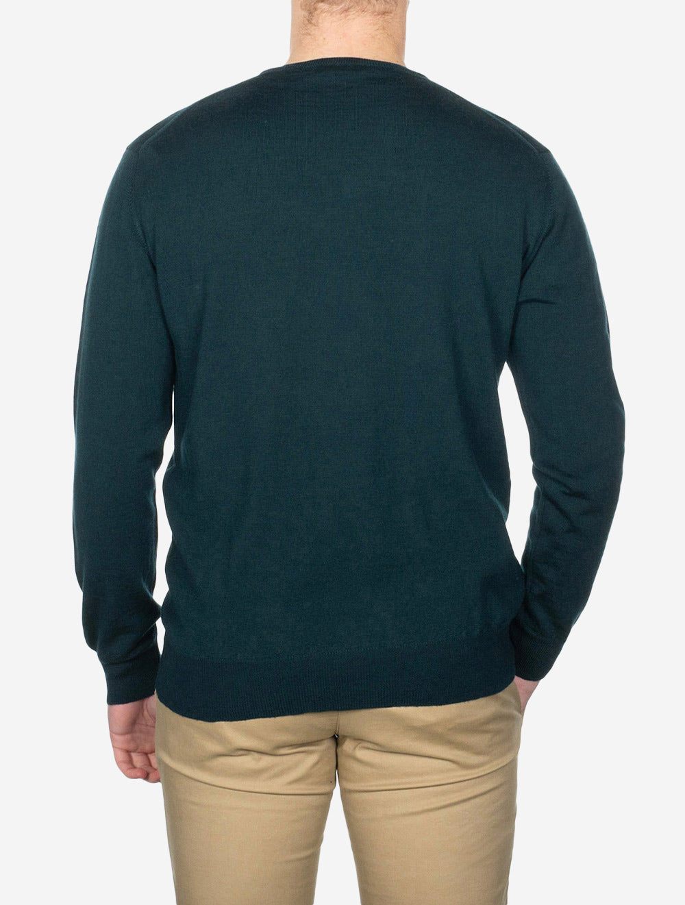 Merino Wool V Neck Green