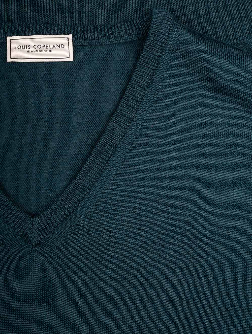 Merino Wool V Neck Green