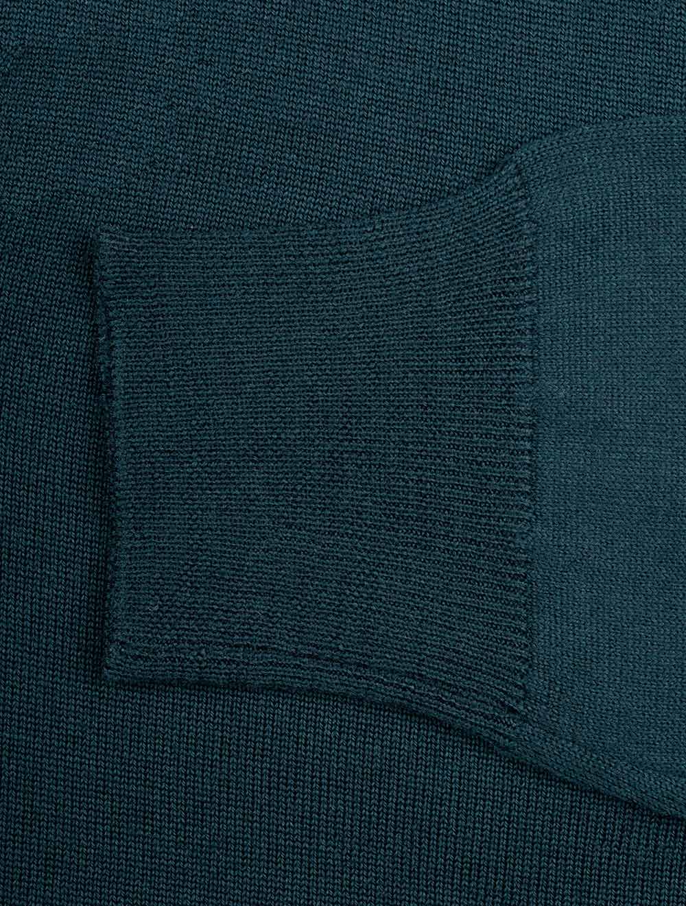 Merino Wool V Neck Green