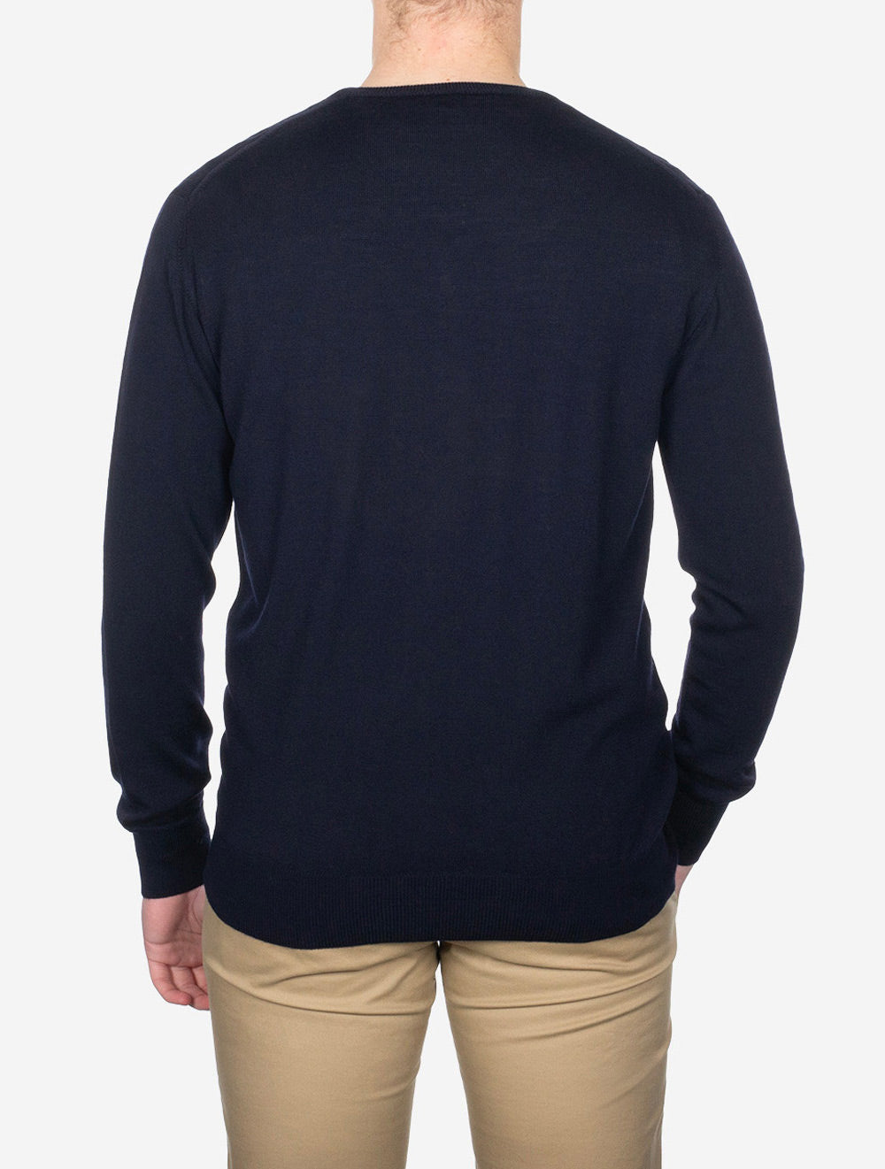 Merino Wool V Neck Navy