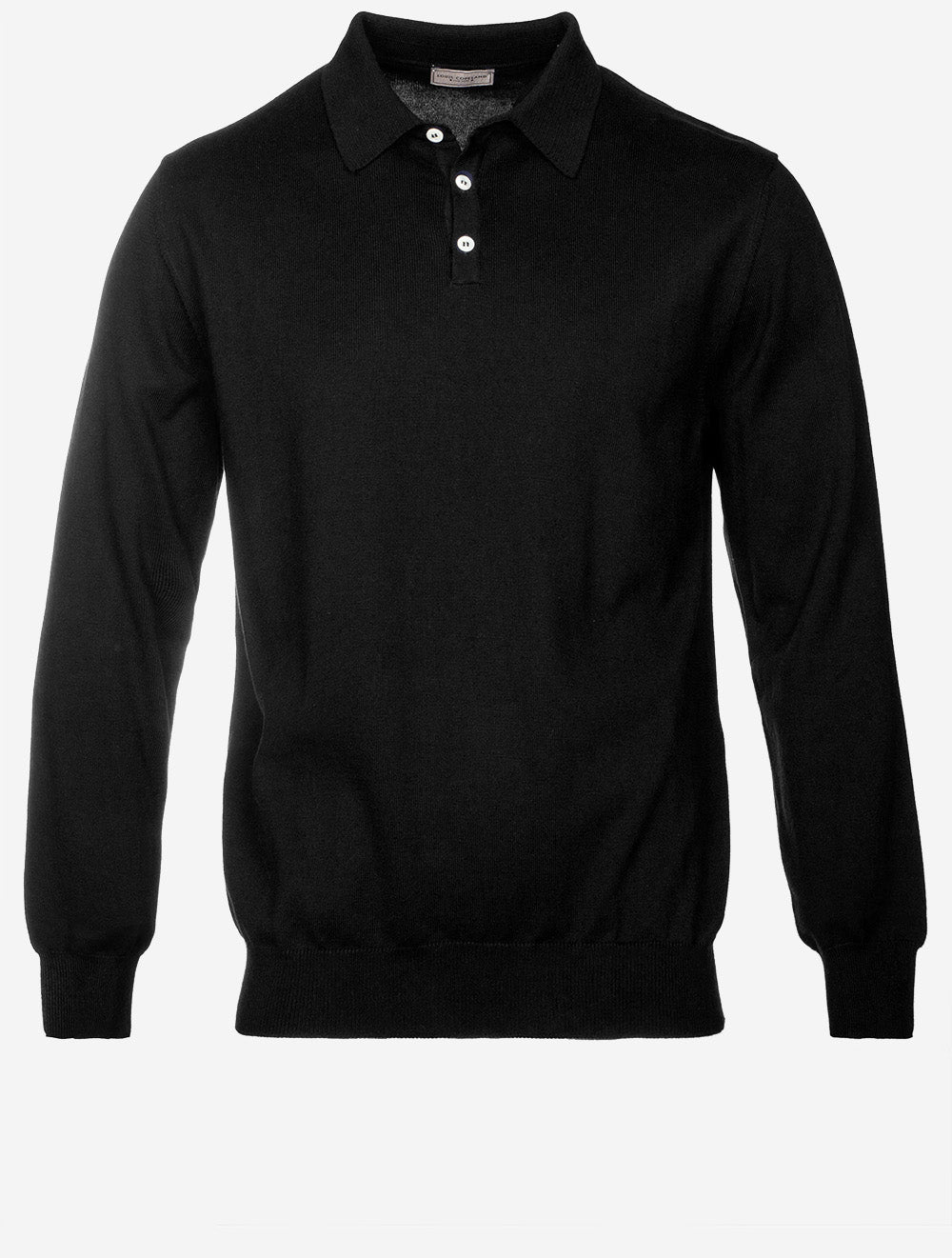 Louis Copeland Merino Long Sleeve Polo Black MI