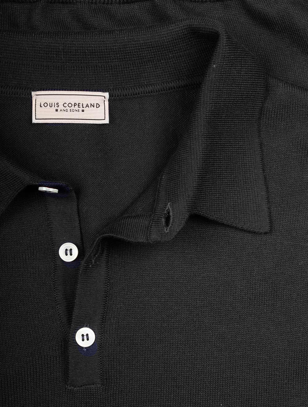 Louis Copeland Merino Long Sleeve Polo Black AI3