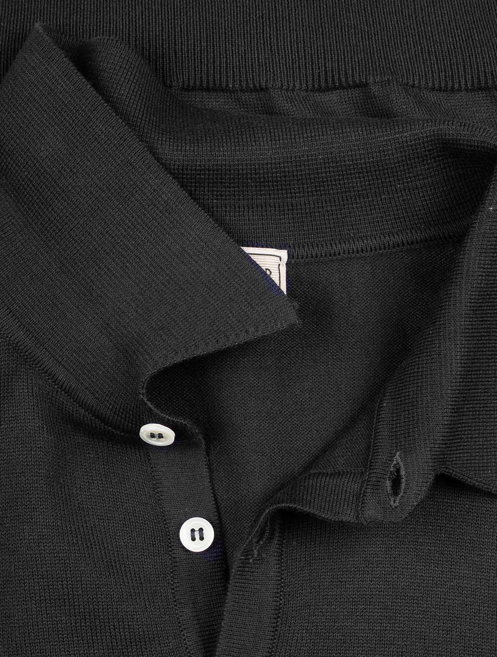 Louis Copeland Merino Long Sleeve Polo Black AI4