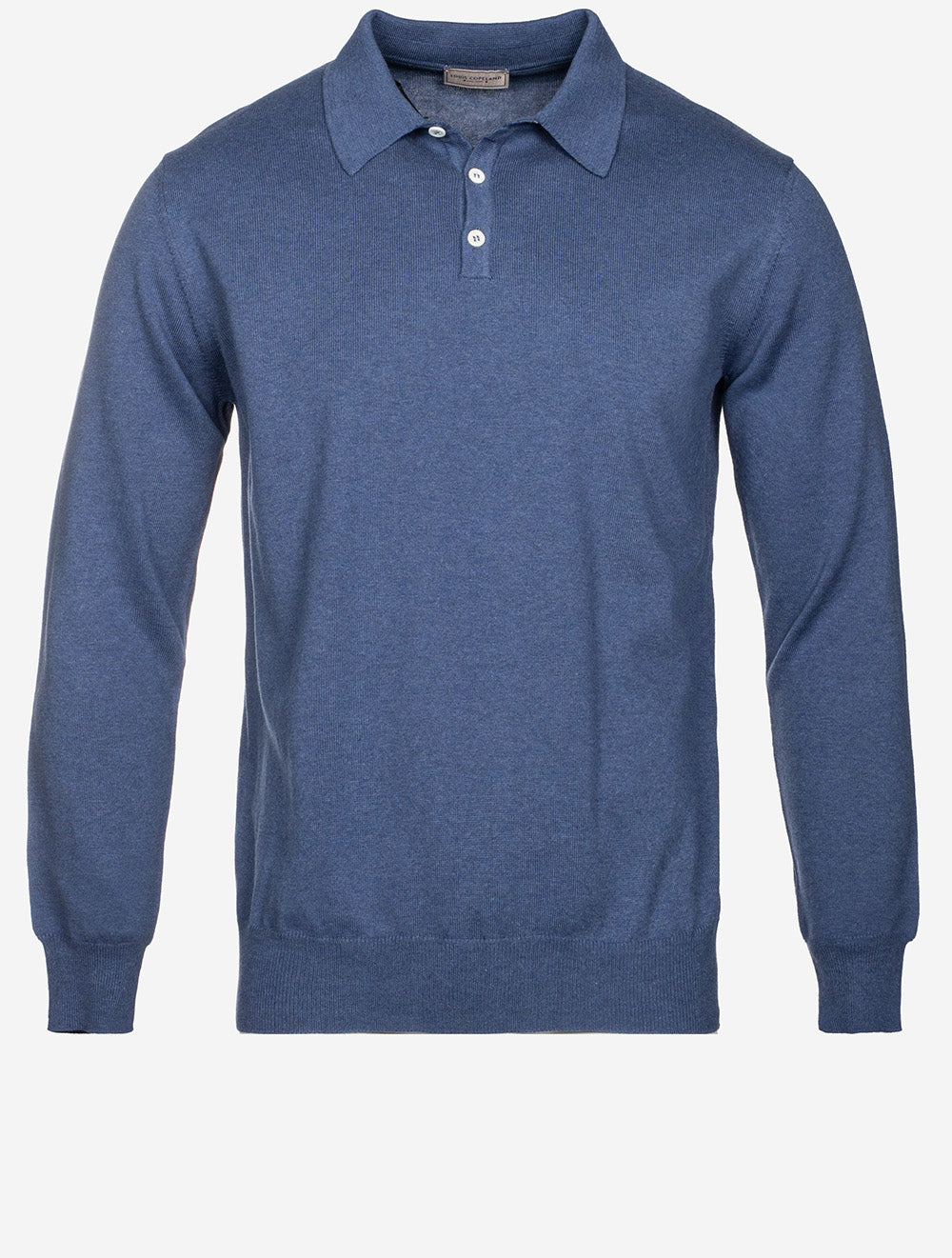 Louis Copeland Merino Long Sleeve Polo Blue MI