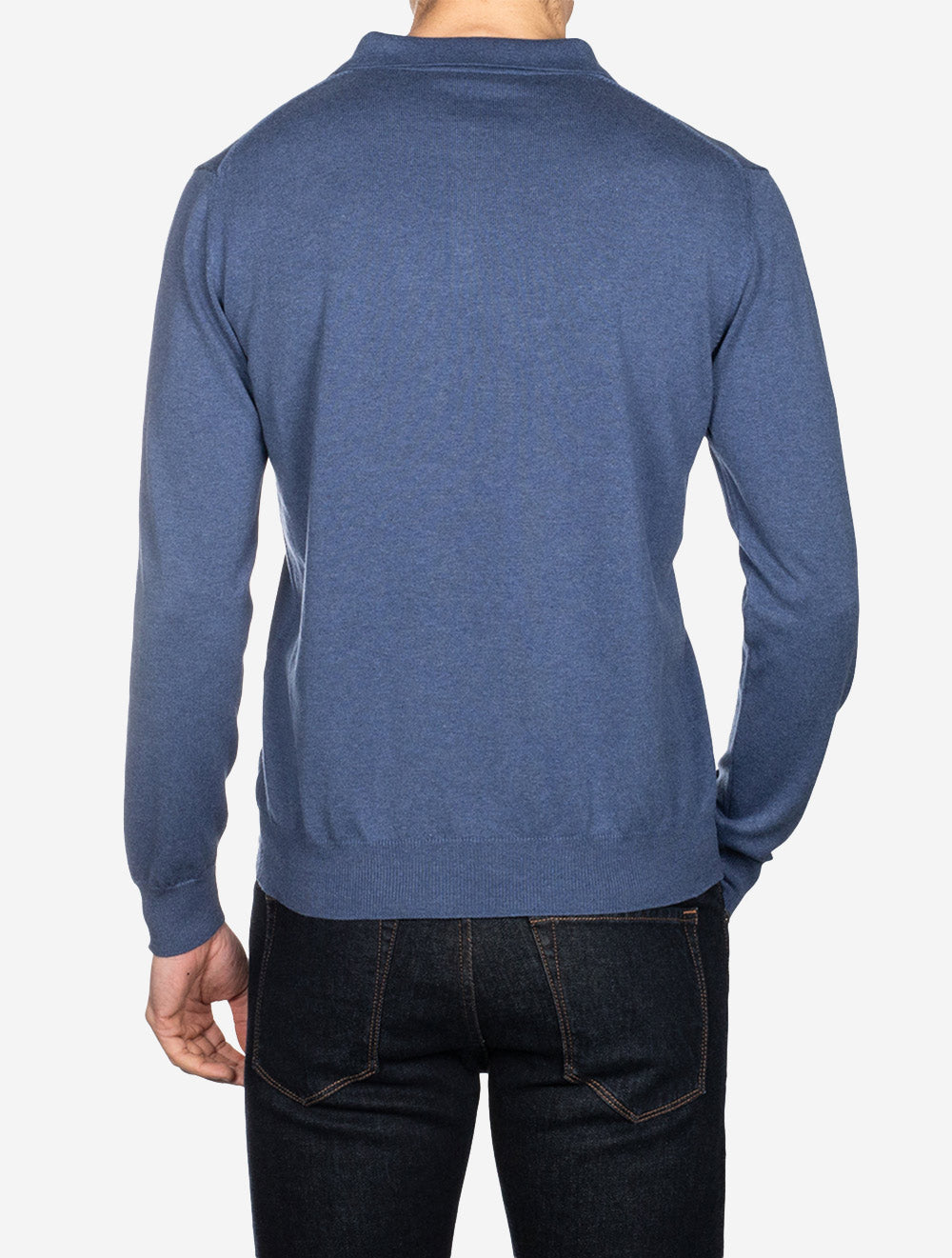 Louis Copeland Merino Long Sleeve Polo Blue AI3