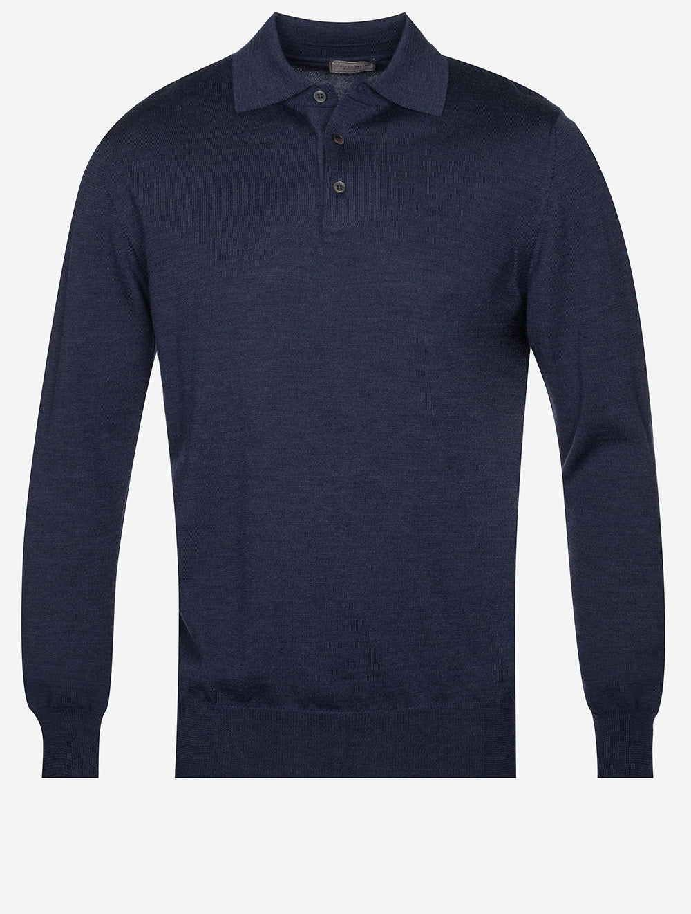 Louis Copeland Merino Long Sleeve Polo Blue MI