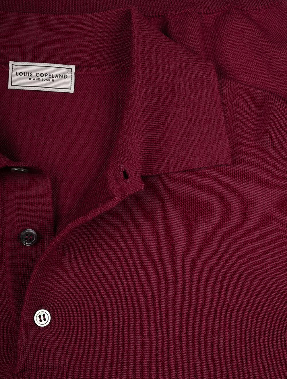 Louis Copeland Merino Long Sleeve Polo Bordeaux AI4