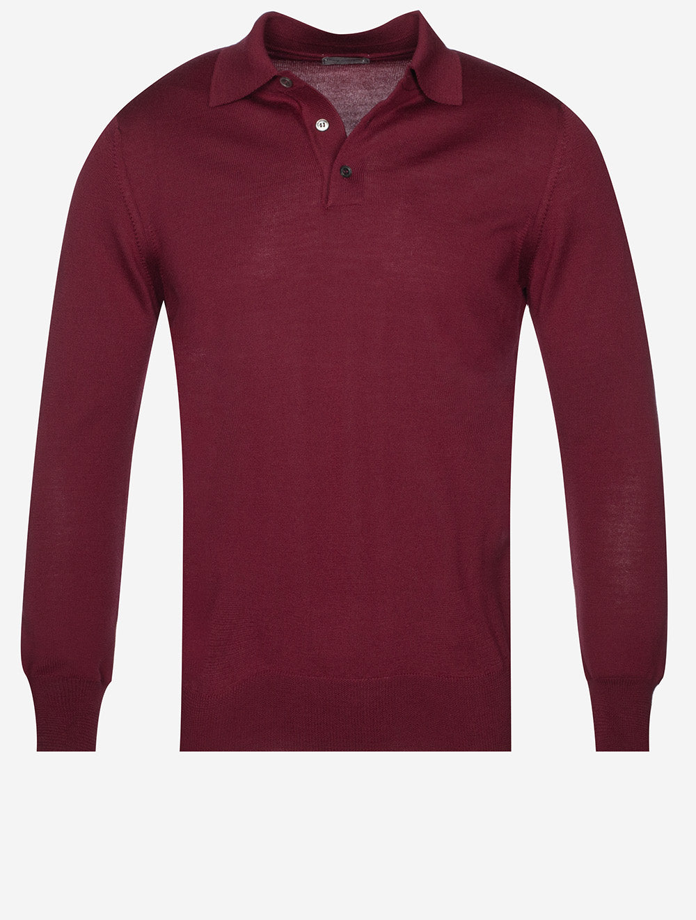 Louis Copeland Merino Long Sleeve Polo Bordeaux MI