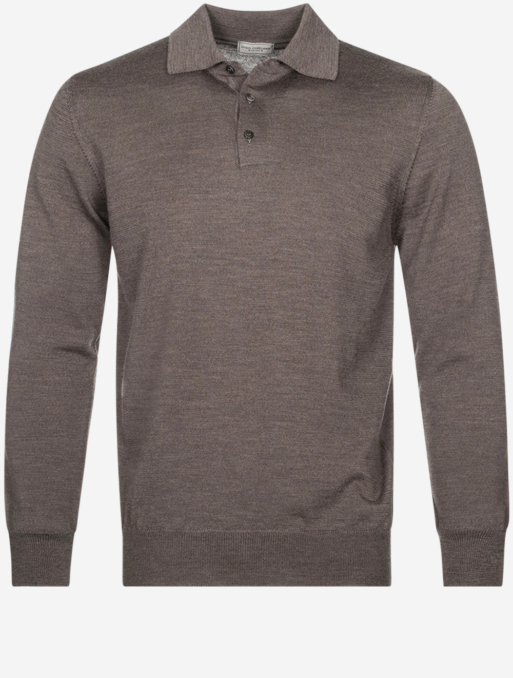 Louis Copeland Merino Long Sleeve Polo Brown MI