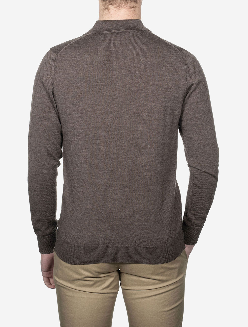 Louis Copeland Merino Long Sleeve Polo Brown AI3