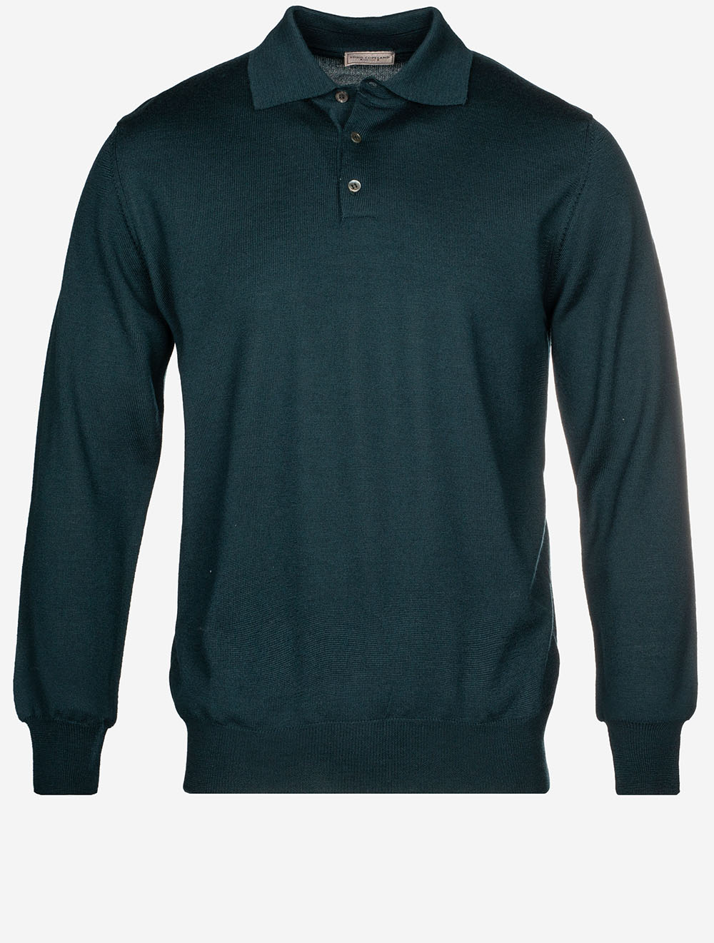 Louis Copeland Merino Long Sleeve Polo Green MI