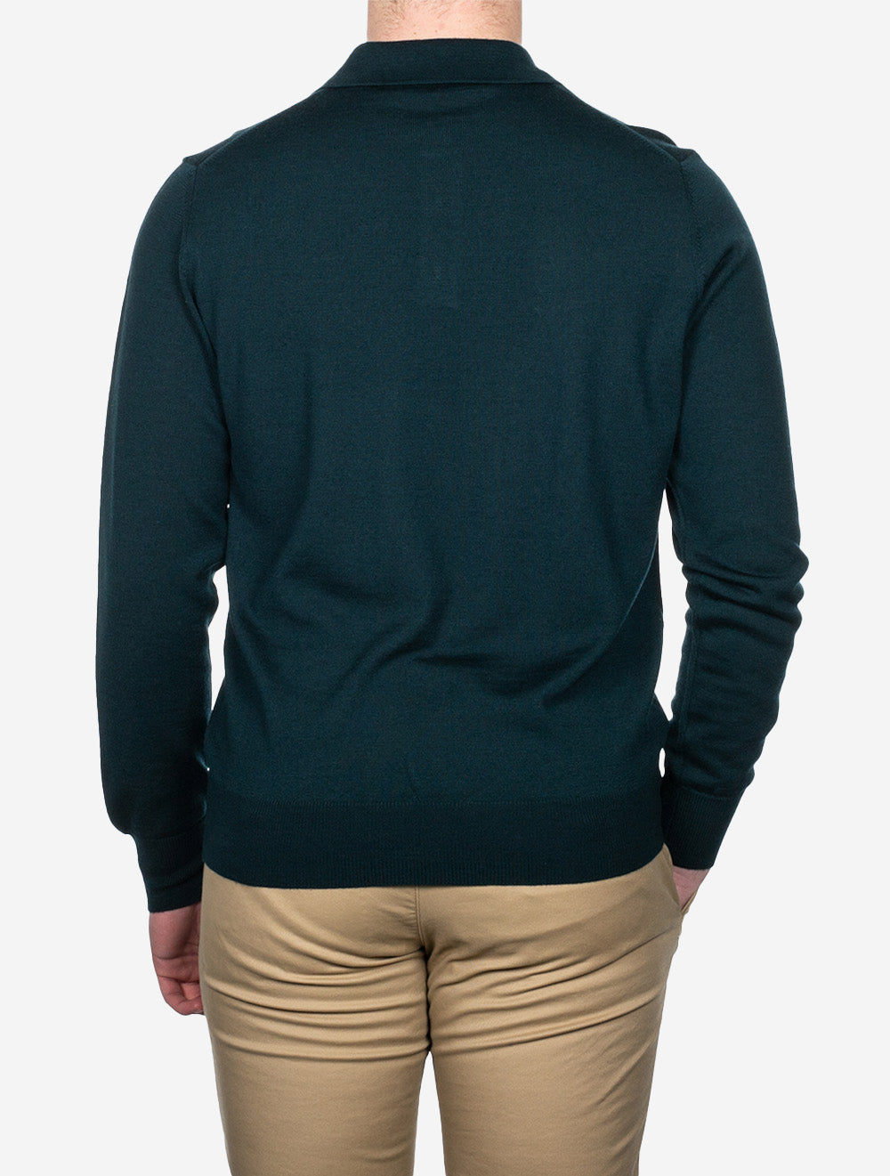 Louis Copeland Merino Long Sleeve Polo Green AI3