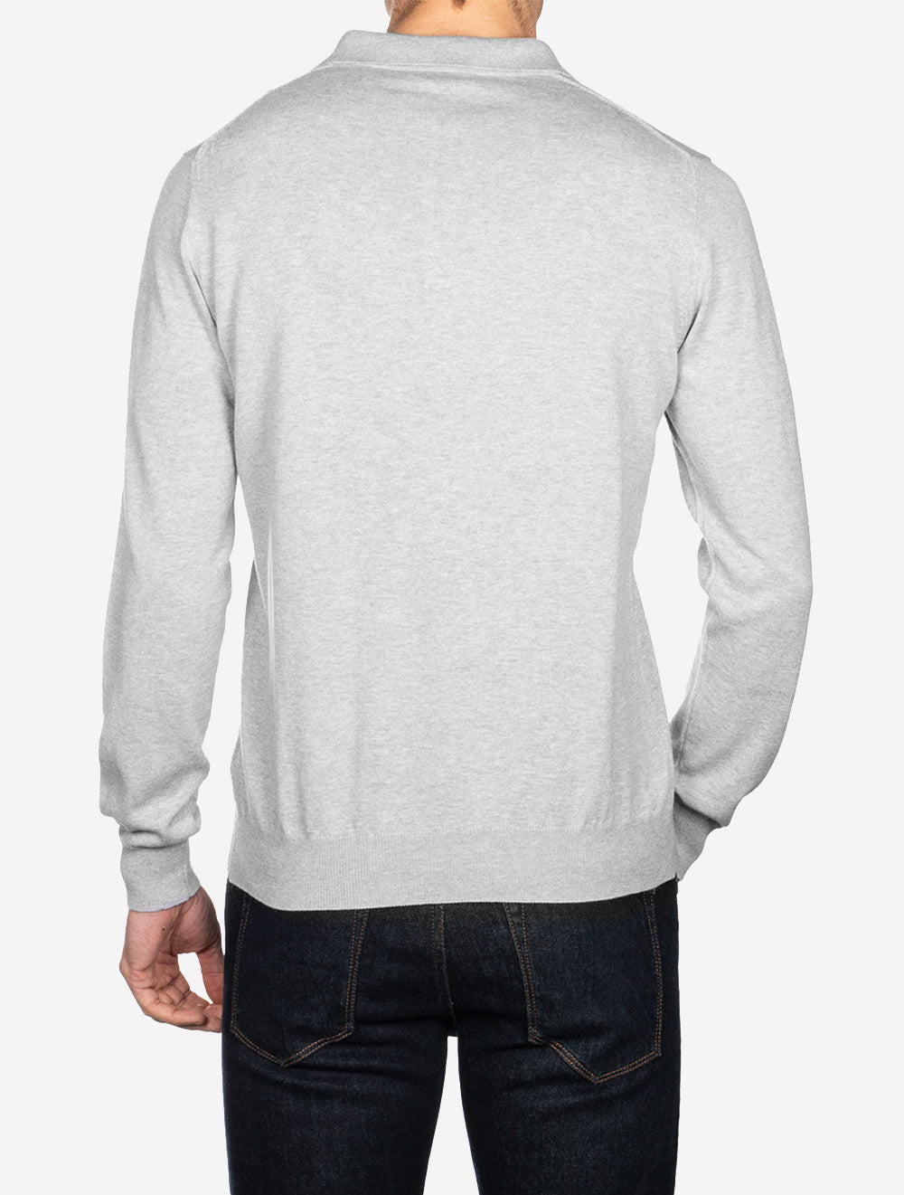 Louis Copeland Merino Long Sleeve Polo Grey AI2