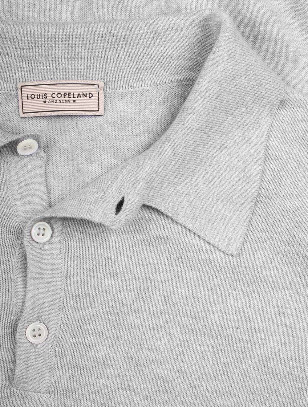 Louis Copeland Merino Long Sleeve Polo Grey AI3